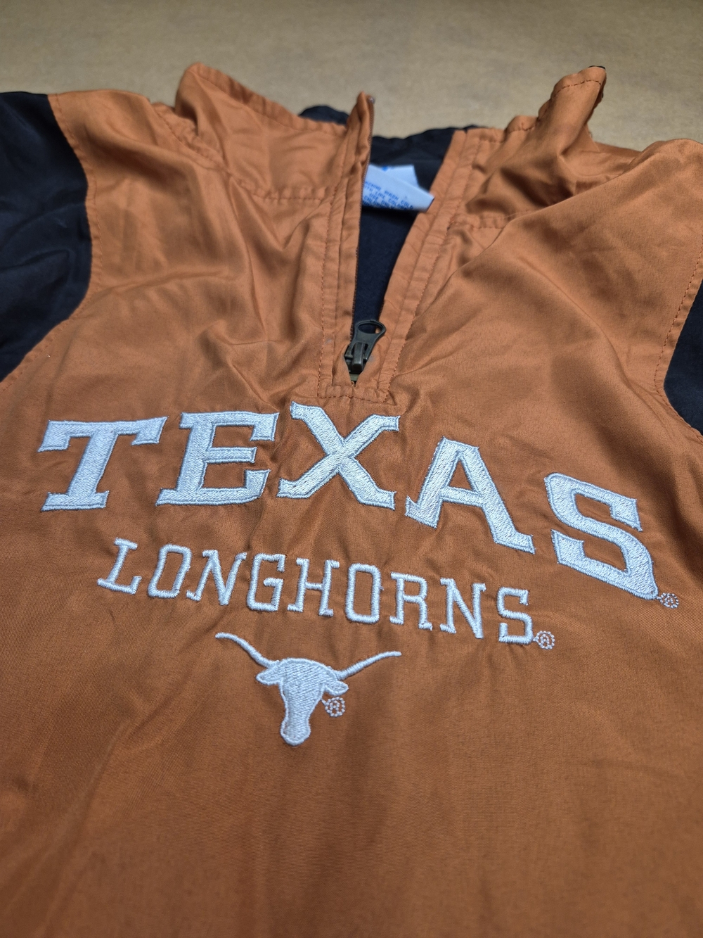NCAA Texas Longhorns Orange Pullover Jacket with Black Accents - Picture 4 of 6